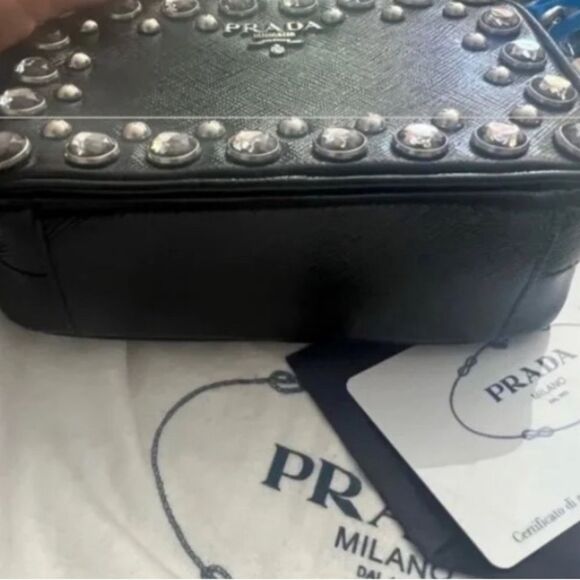 *PRADA* Bijoux Crystal Studded *Mini* Saffiano Patent Crossbody - Picture 11 of 12
